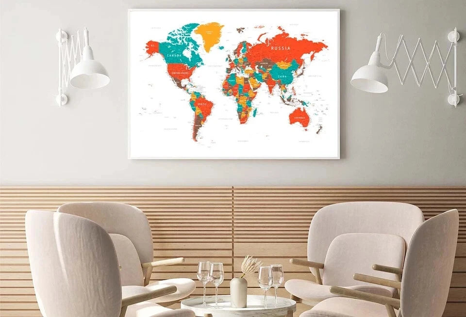 World map with details 91x61cm poster AU