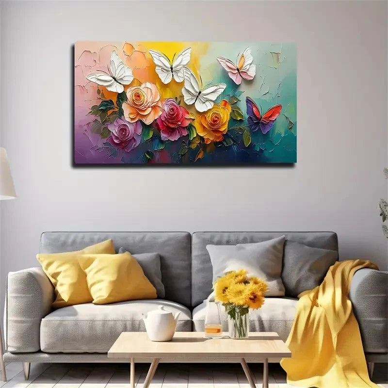 Flowers Blooming In Competition Wall Art Canvas Office Home Room Framed 120x60cm