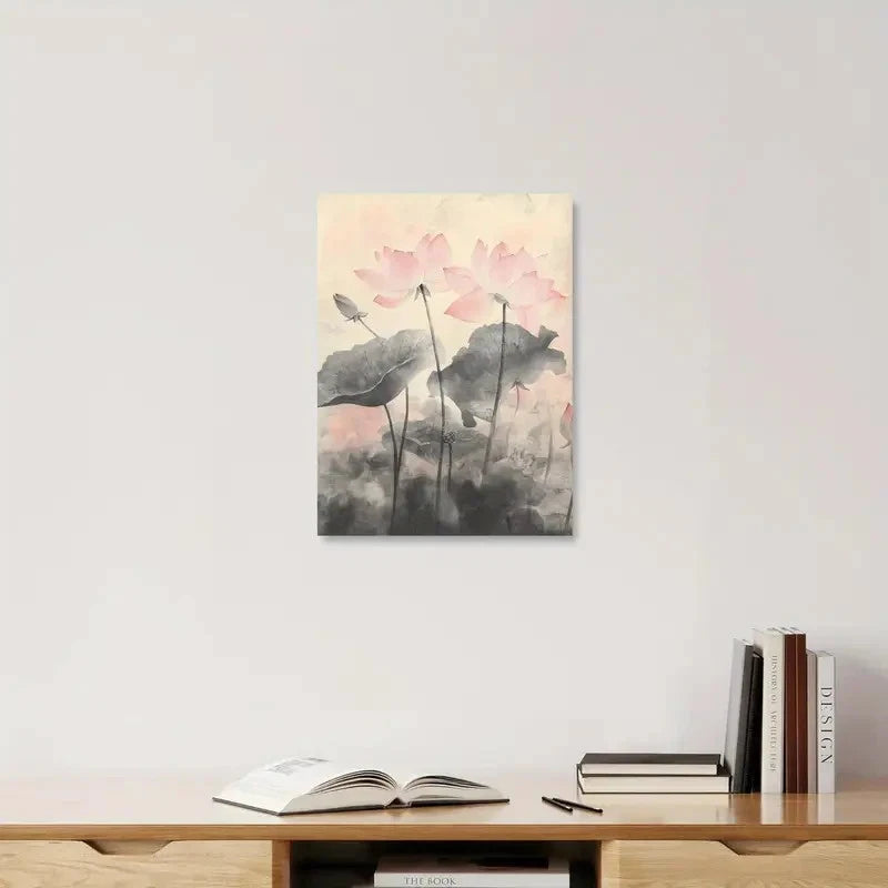 Beautiful Minimalist Watercolor Lotus Flower 40x60cm Metal Print Ready to Hang