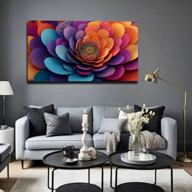 Vibrant Floral Design In Blue Wall Art Canvas Office Home Room Framed 120x60cm