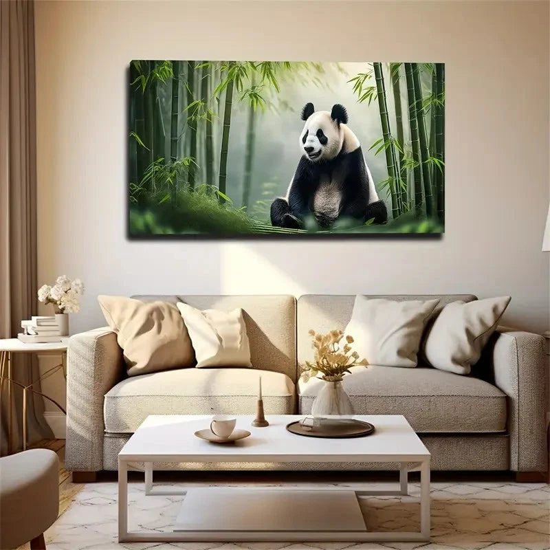 Vibrant Panda Décor Wall Art Canvas Office Home Room Framed 120x60cm