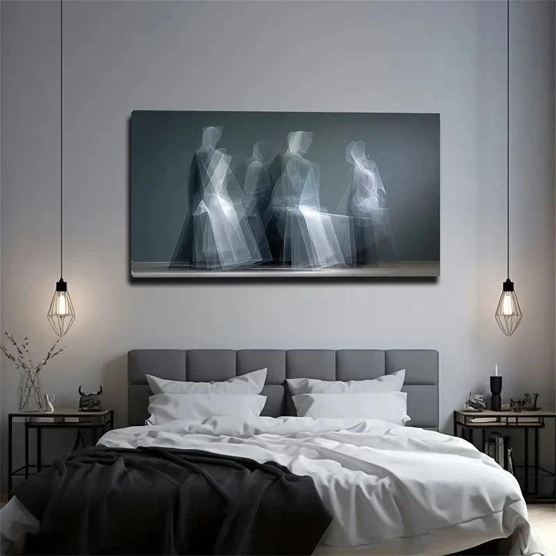 Vibrant Transparent Figures Wall Art Canvas Office Home Room Framed 120x60cm