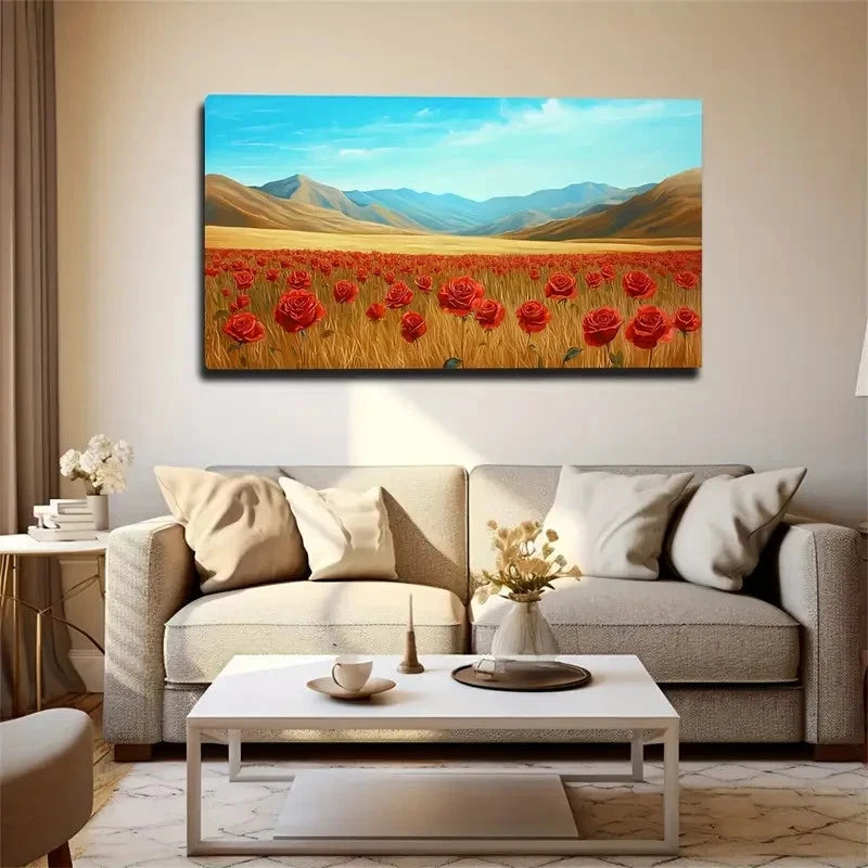 Golden Field Suitable Scenes Wall Art Canvas Office Home Room Framed 120x60cm