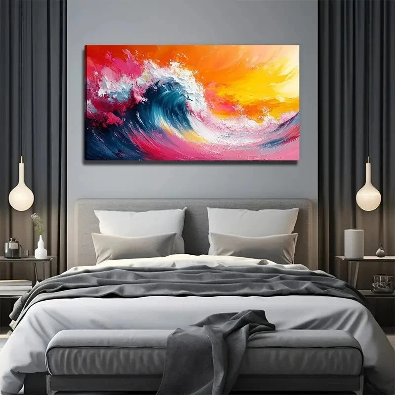 Color Wave Suitable Wall Art Canvas Office Home Room Framed 120x60cm