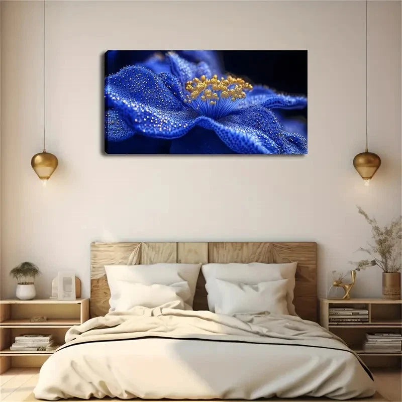Watercolor Blue Flower Surface Wall Art Canvas Office Home Room Framed 120x60cm
