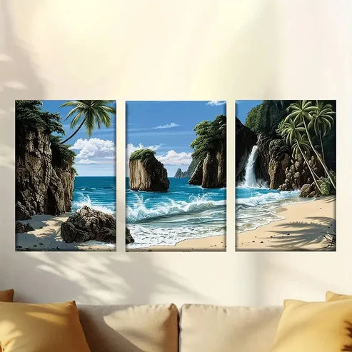 3pcs Summer island Wall Art Set Canvas Unframed - High Quality Print 100% Australian Made Wall Canvas