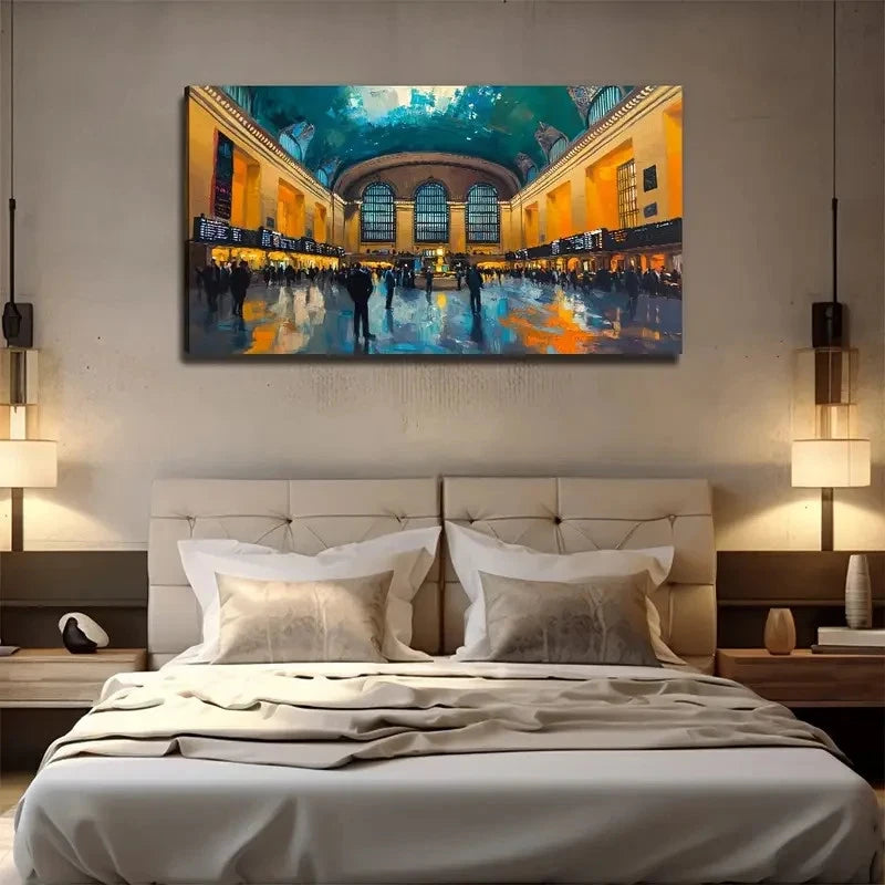 Abstracted Landscape Vibrant Wall Art Canvas Office Home Room Framed 120x60cm