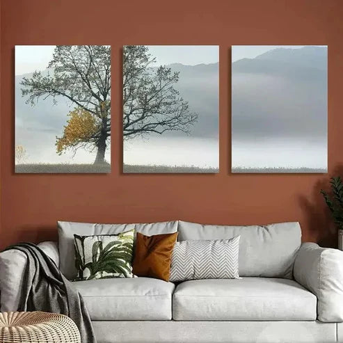 3pcs Vibrant Tree & Mountain Landscape Wall Art Set Canvas Unframed - High Quality Print 100% Australian Made Wall Canvas