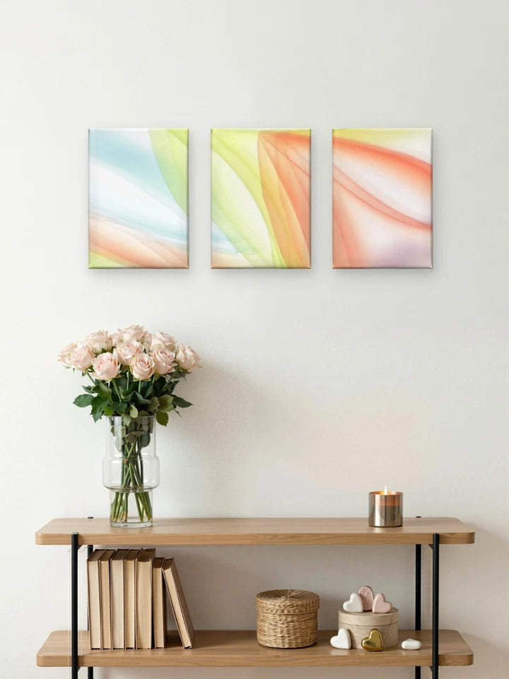 3pcs Abstract Pastel Wave Pattern Wall Art Set Canvas Framed 40x60cm - High Quality Print 100% Australian Made Wall Canvas Ready to Hang