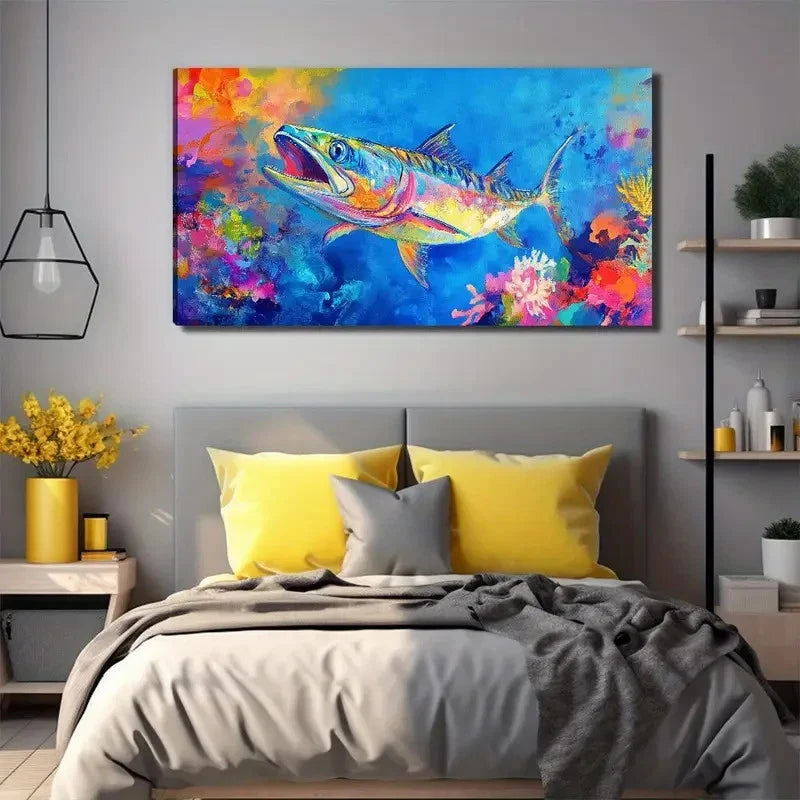 Open Mouth Fish Perfect Wall Art Canvas Office Home Room Framed 120x60cm
