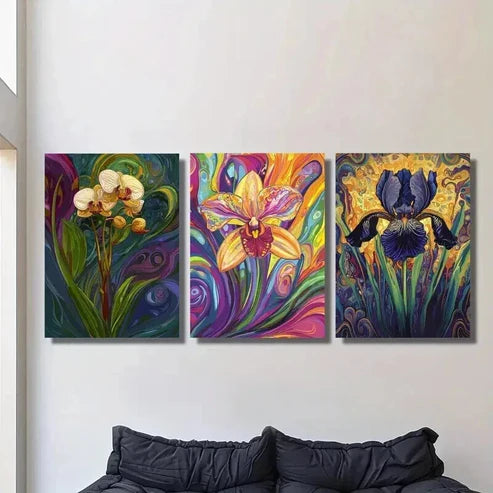 3pcs Colorful Tropical Flowers and Exotic Plants Wall Art Set Canvas Unframed - High Quality Print 100% Australian Made Wall Canvas - Bella Home Decor