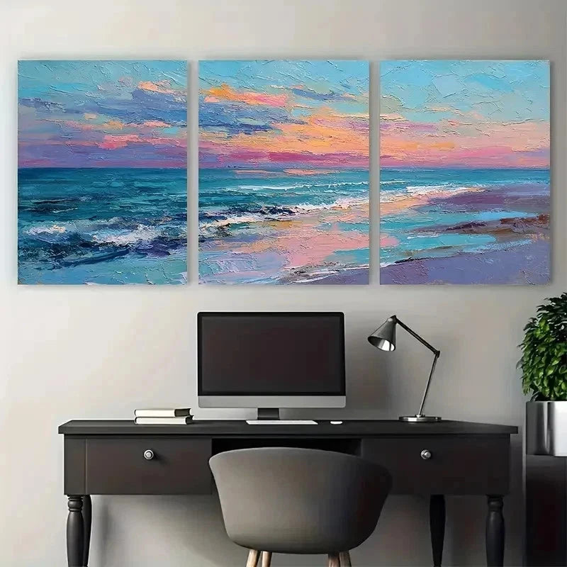 3pcs Vintage Ukrainian Impressionist Perfect Wall Art Set Canvas Framed 50x70cm - High Quality Print 100% Australian Made Wall Canvas Ready to Hang