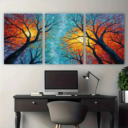 3pcs Original Forest Sunset Abstract Perfect Wall Art Canvas Unframed – High Quality Print 100% Australian Made Wall Canvas