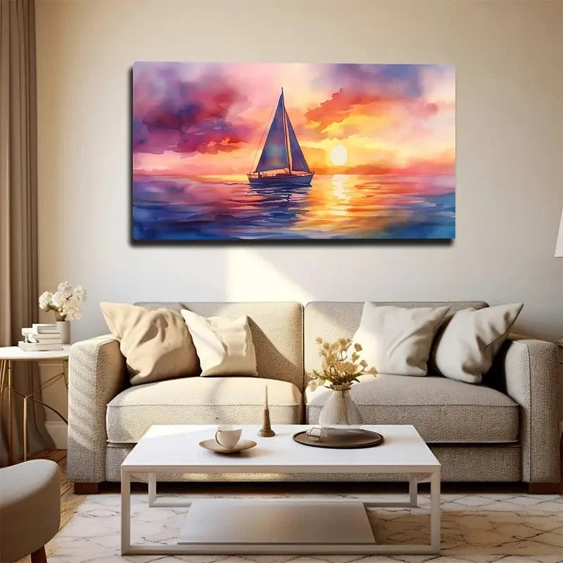Dreamy Seaside Scene Wall Art canvas office home room framed 120x60cm