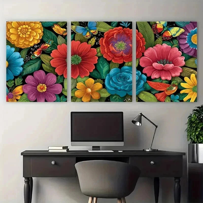3pcs Venezuela Travel Floral Nature Perfect Wall Art Set Canvas Framed 50x70cm - High Quality Print 100% Australian Made Wall Canvas Ready to Hang