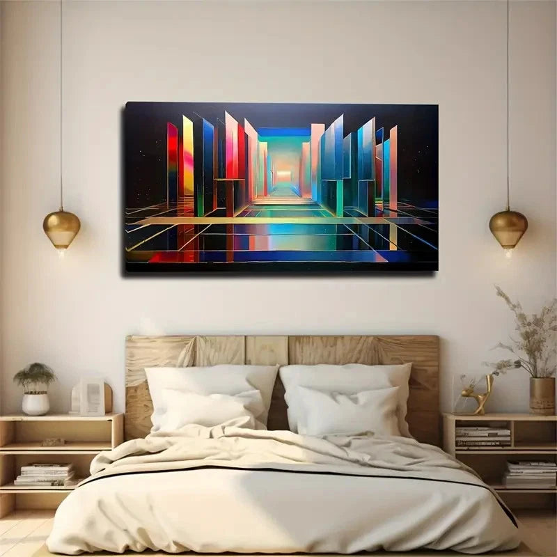 Vibrant Colorful Doorway Wall Art Canvas Office Home Room Framed 120x60cm