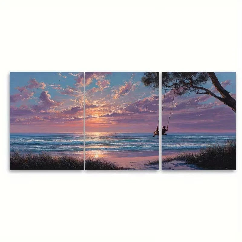 3pcs Seamless Continuous Landscape Painting Wall Art Set Canvas Framed 40x60cm – High Quality Print 100% Australian Made Wall Canvas Ready to Hang