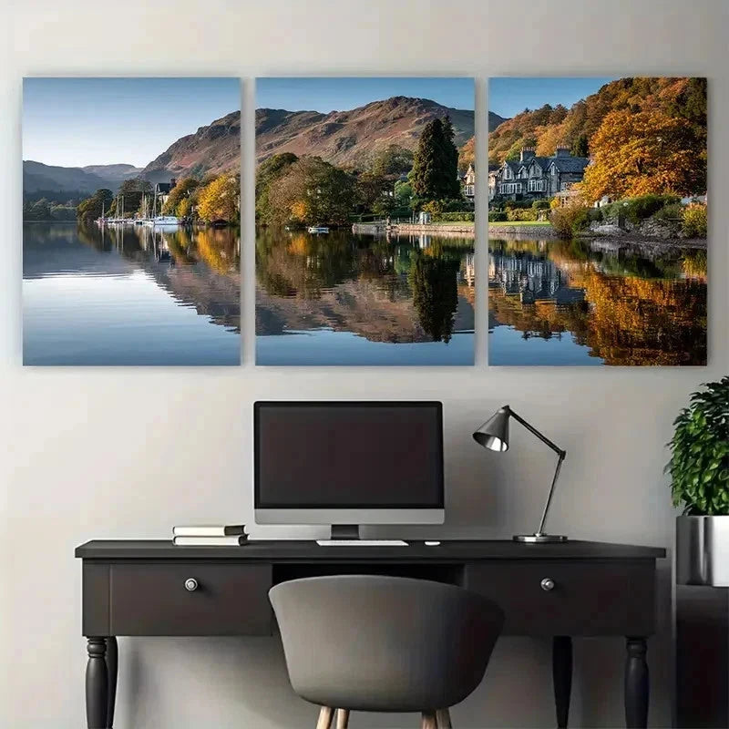 3pcs Ambleside Lake District Décor Perfect Wall Art Set Canvas Framed 50x70cm - High Quality Print 100% Australian Made Wall Canvas Ready to Hang - Bella Home Decor
