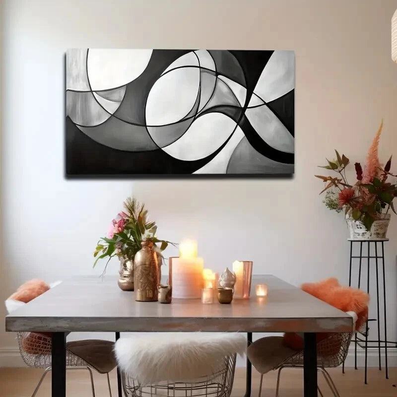 White & Gray Abstract Fluid Wall Art Canvas Office Home Room Framed 120x60cm - Bella Home Decor