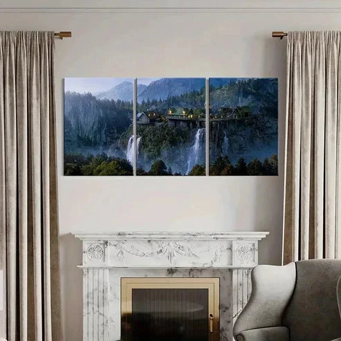 3pcs Middle-Earth Ring Castle Valley Retro Wall Art Canvas Unframed - High Quality Print 100% Australian Made Wall Canvas