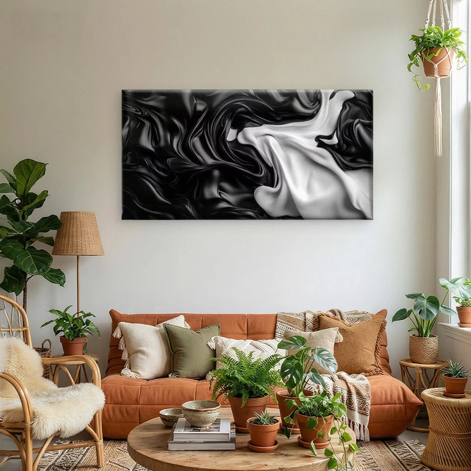 Abstract Liquid Folds Wall Art Canvas Office Home Room Framed 120x60cm