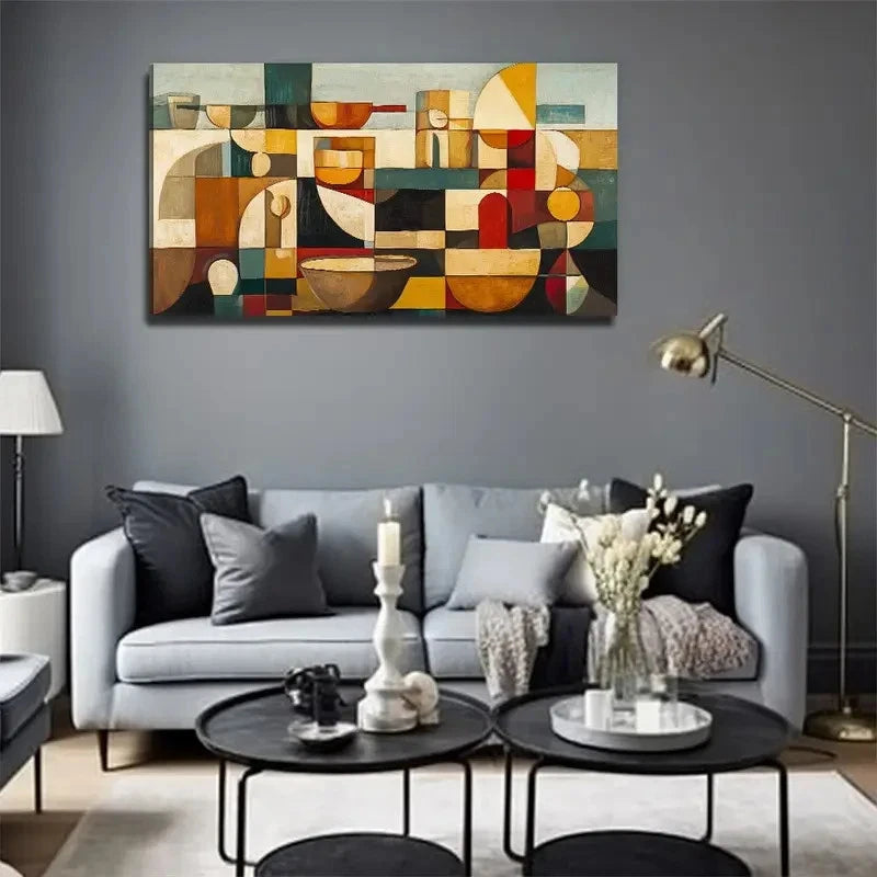 Neutral Beige Brown Black Wall Art Canvas Office Home Room Framed 120x60cm