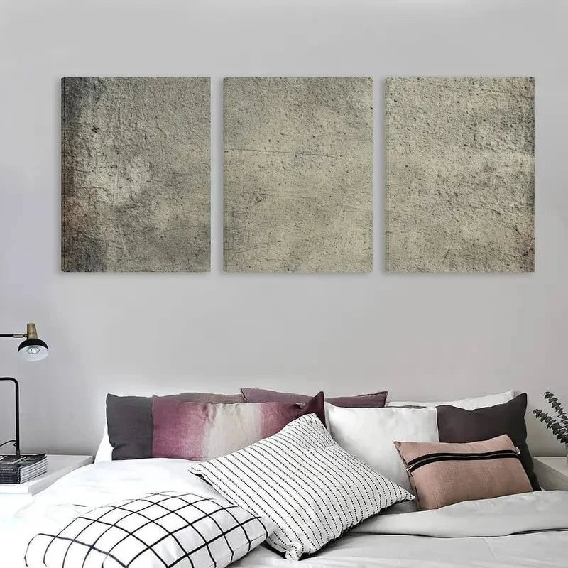 3pcs Grey Concrete Wall Texture Art Panels Wall Art Set Canvas Framed 40x60cm - High Quality Print 100% Australian Made Wall Canvas Ready to Hang - Bella Home Decor