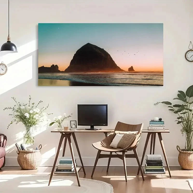 Stunning Rock Formation Ocean Wall Art Canvas Office Home Room Framed 120x60cm