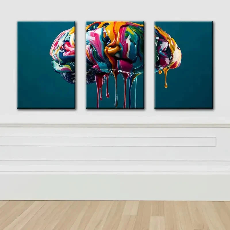 3pcs Colorful Abstract Brain Art Wall Art Set Canvas Framed 40x60cm - High Quality Print 100% Australian Made Wall Canvas Ready to Hang - Bella Home Decor
