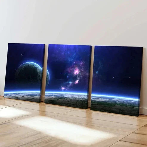 3pcs Space Theme Nebula Planet Universe Wall Art Set Canvas Unframed - High Quality Print 100% Australian Made Wall Canvas