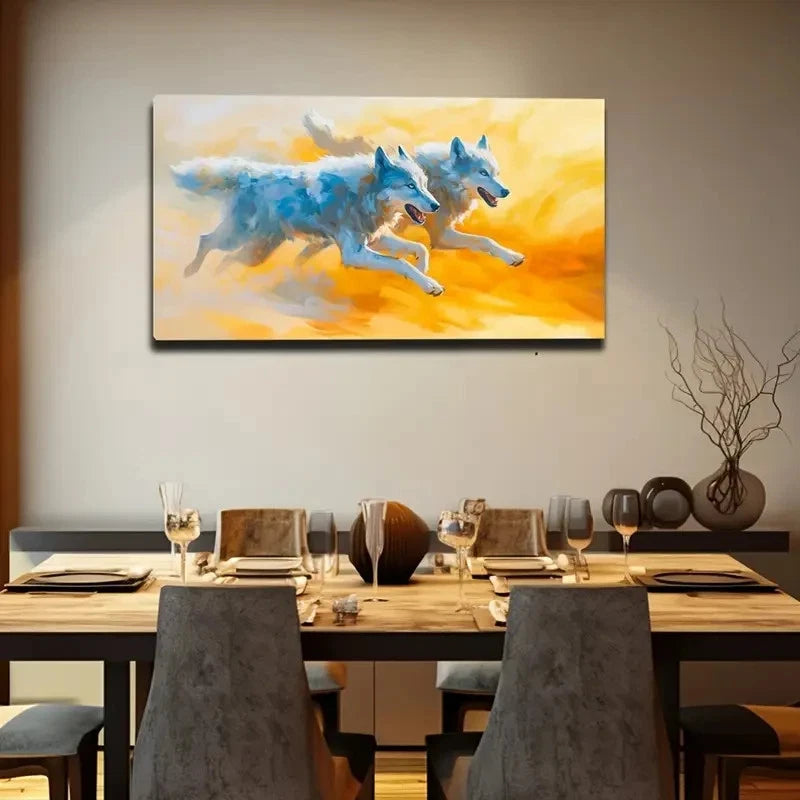 Decorative Dog Run Simple Wall Art Canvas Office Home Room Framed 120x60cm