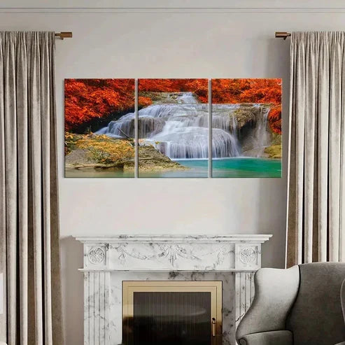 3pcs Ilawang Waterfalls Natural Landscape Wall Art Canvas Unframed - High Quality Print 100% Australian Made Wall Canvas