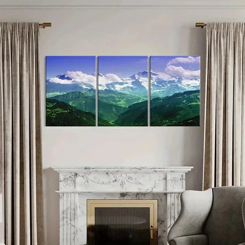 3pcs Mountains Valleys Modern Nature Wall Art Canvas Unframed - High Quality Print 100% Australian Made Wall Canvas