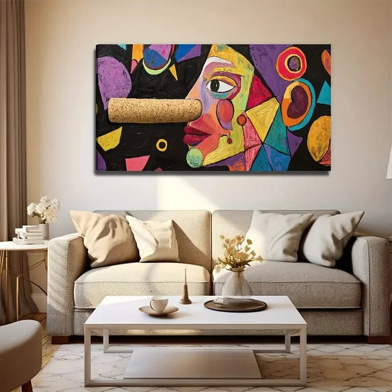 Abstract Unusual Face Perfect Wall Art Canvas Office Home Room Framed 120x60cm
