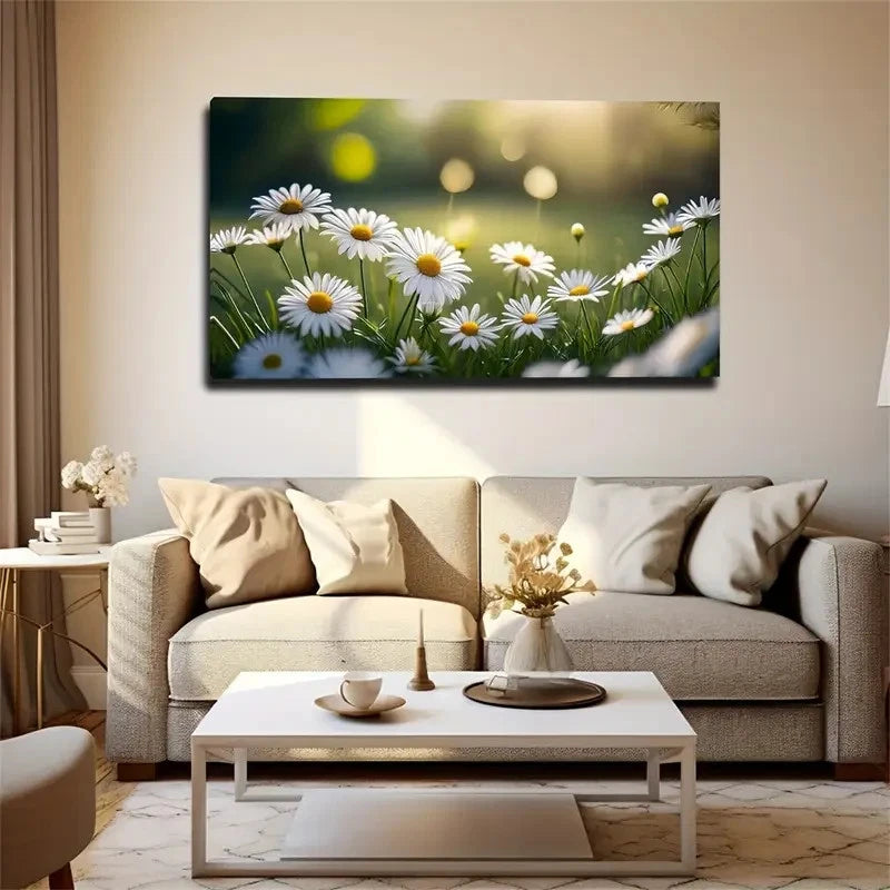Chrysanthemum In The Field Wall Art Canvas Office Home Room Framed 120x60cm