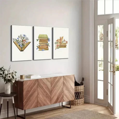 3pcs Watercolor Bohemian Style Floral Book Wall Art Canvas Unframed - High Quality Print 100% Australian Made Wall Canvas