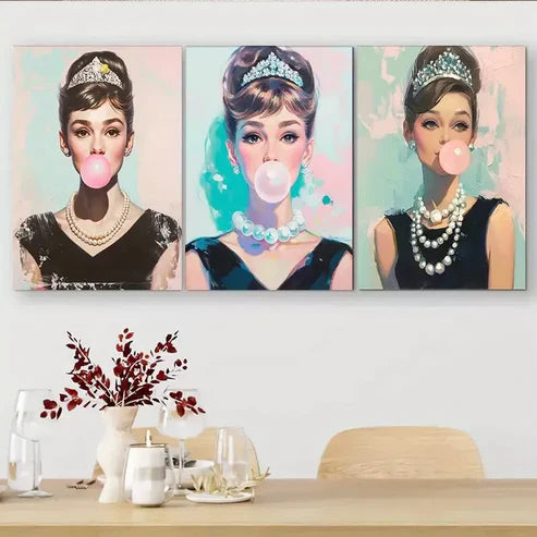 3 PCS Pop Art Bubblegum Triptych Wall Art Set Canvas Unframed - High Quality Print 100% Australian Made Wall Canvas - Bella Home Decor