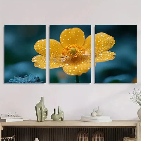 3pcs Buttercup Flower Gardener Nature Wall Art Canvas Unframed - High Quality Print 100% Australian Made Wall Canvas - Bella Home Decor