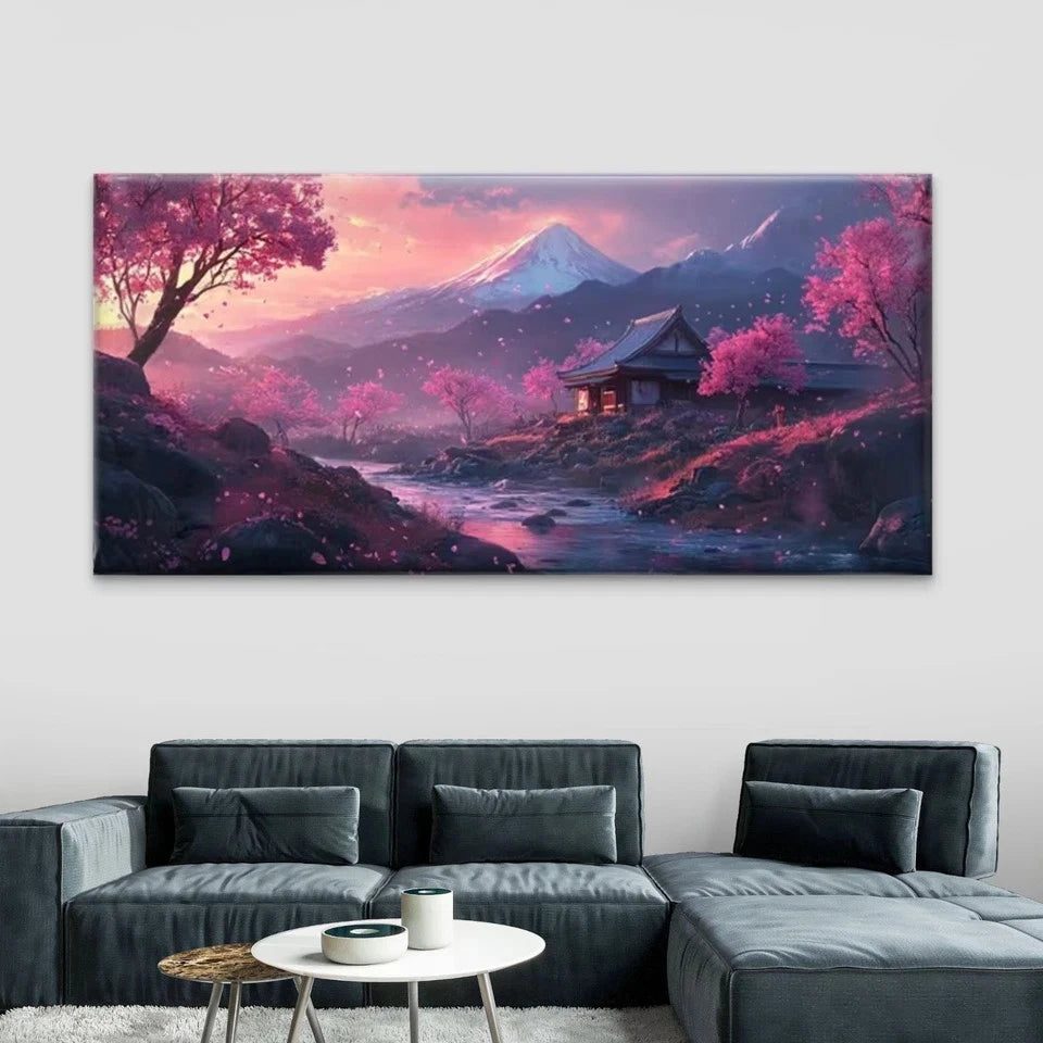 Tranquil Stream Landscape Wall Art Canvas Office Home Room Framed 120x60cm