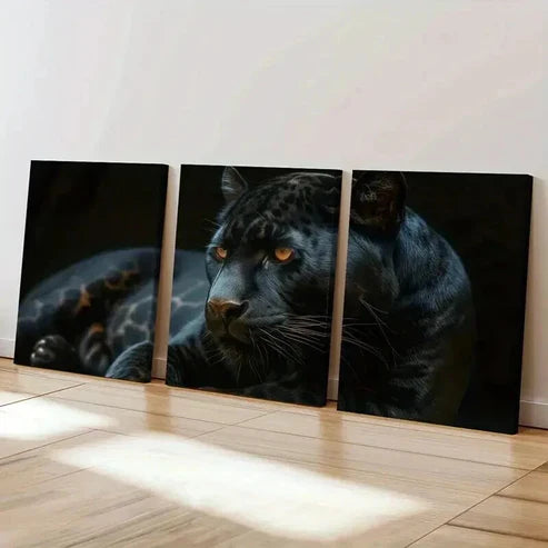 3pcs Golden Eye Dark Background Wildlife Wall Art Set Canvas Unframed - High Quality Print 100% Australian Made Wall Canvas - Bella Home Decor
