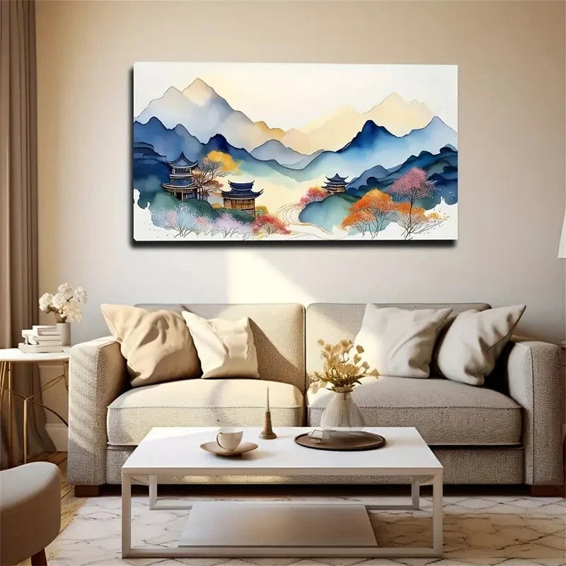 Magnetic Touch Watercolor Wall Art Canvas Office Home Room Framed 120x60cm