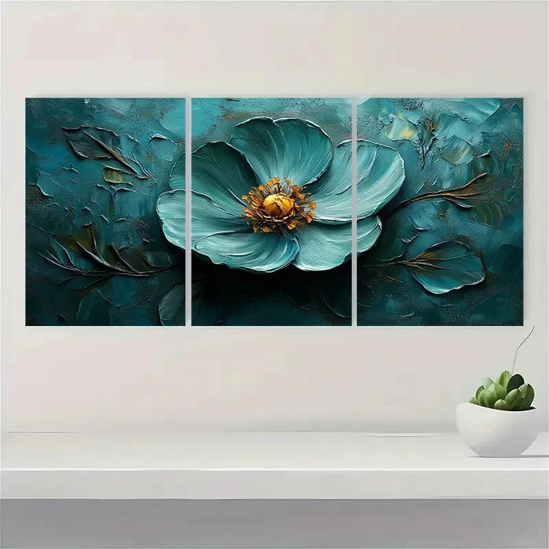 3pcs Abstract Green Flower Oil Painting A Wall Art Set Canvas Framed 50x70cm - High Quality Print 100% Australian Made Wall Canvas Ready to Hang - Bella Home Decor