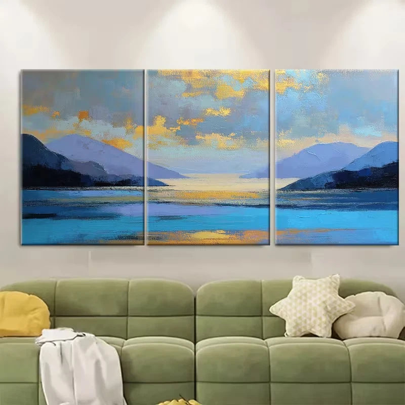 3pcs Abstract Sunrise Ocean Metal Print Ready to Hang Art