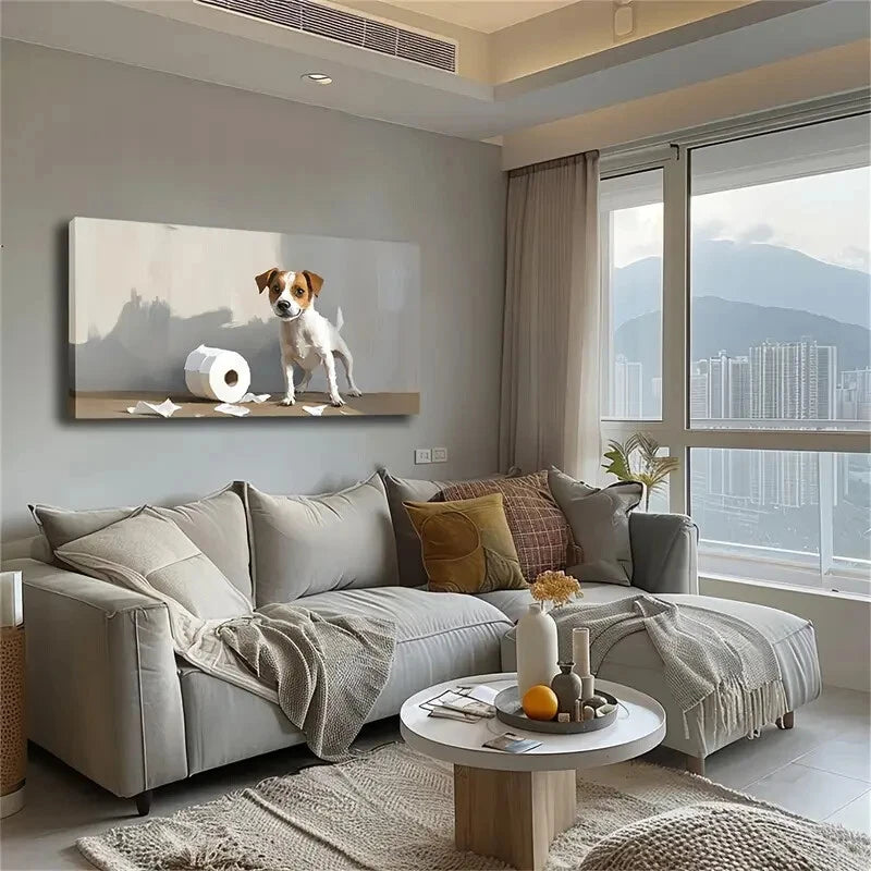 A Little Dog Is Standing Ground Wall Art Canvas Office Home Room Framed 120x60cm - Bella Home Decor