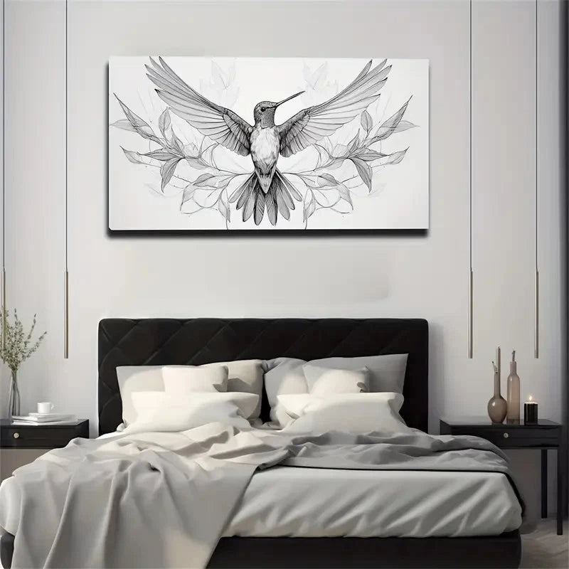 Wings Of Hummingbird Wall Art Canvas Office Home Room Framed 120x60cm