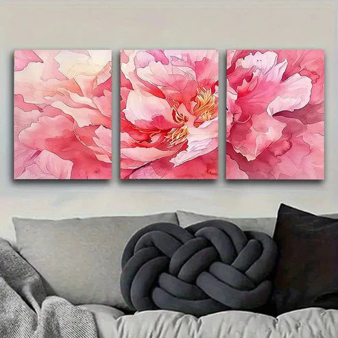 3pcs Pink Blossom Watercolor Wall Art Canvas Unframed - High Quality Print 100% Australian Made Wall Canvas