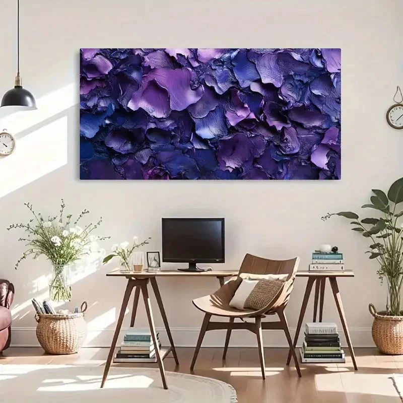 Purple Abstract Swirl Unlively Wall Art Canvas Office Home Room Framed 120x60cm - Bella Home Decor