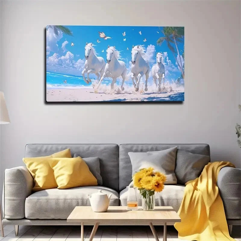 Serene Blue Sky & Sea Wall Art canvas office home room framed 120x60cm - Bella Home Decor