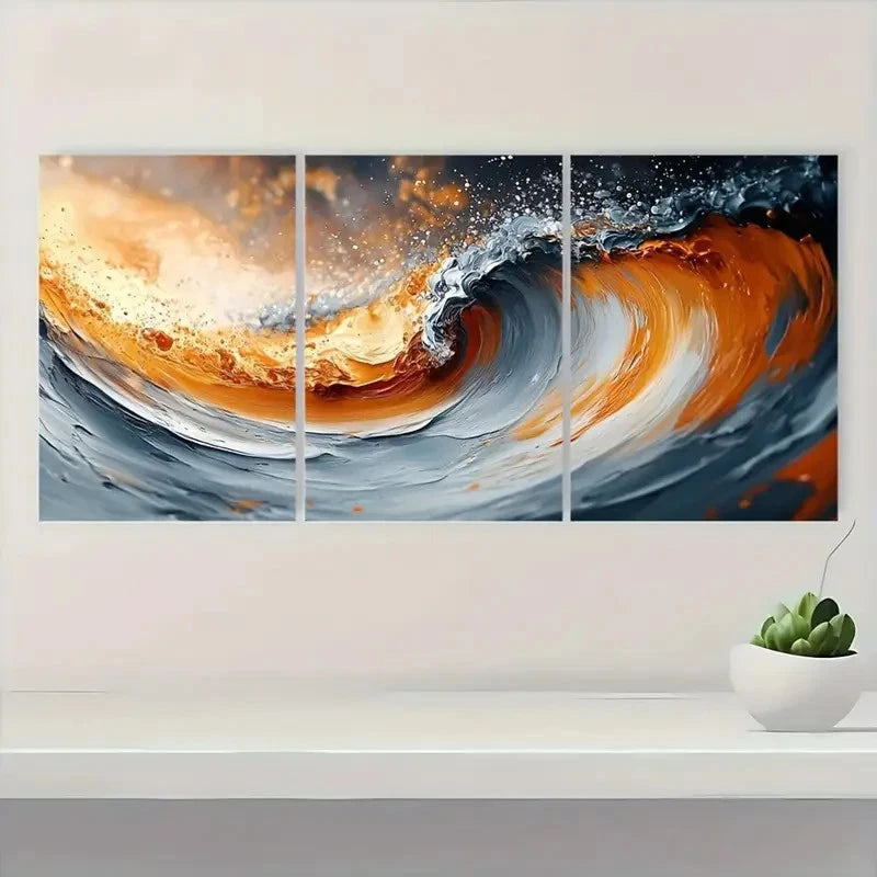 3pcs Brown Abstract Texture AT Wall Art Set Canvas Framed 40x60cm - High Quality Print 100% Australian Made Wall Canvas Ready to Hang - Bella Home Decor