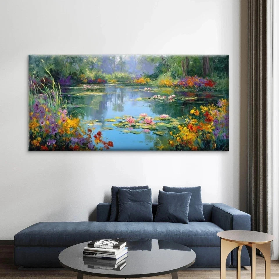 Vibrant Flower Landscape Wall Art Canvas Office Home Room Framed 120x60cm